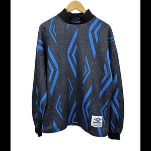 Vintage Umbro 90s Goalkeeper Kit Black #1 Blue Jersey L